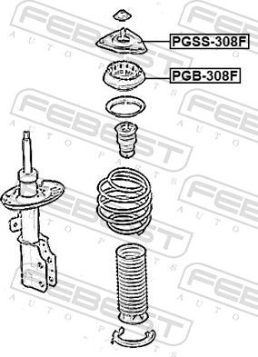 Febest PGB-308F - Ritgultnis, Amortizatora statnes balsts www.autospares.lv