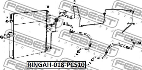 Febest RINGAH-018-PCS10 - Blīvgredzens, Gaisa kondicioniera cauruļvads www.autospares.lv