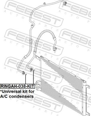 Febest RINGAH-038-KIT - Blīvgredzens, Gaisa kondicioniera cauruļvads www.autospares.lv