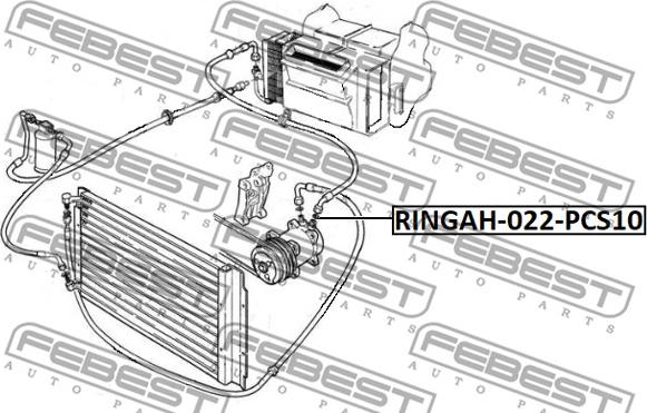 Febest RINGAH-022-PCS10 - Blīvgredzens, Gaisa kondicioniera cauruļvads www.autospares.lv