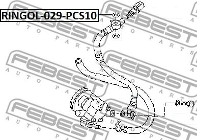 Febest RINGOL-029-PCS10 - Vārpstas blīvgredzens, Stūres pastiprinātāja sūknis www.autospares.lv