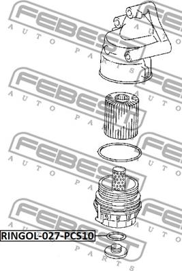 Febest RINGOL-027-PCS10 - Blīvgredzens, Eļļas noliešanas korķis www.autospares.lv