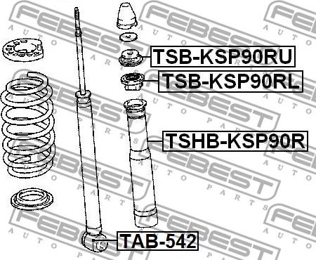 Febest TSB-KSP90RL - Distanccaurule, Amortizators www.autospares.lv