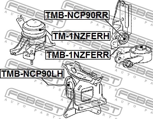 Febest TMB-NCP90RR - Piekare, Dzinējs www.autospares.lv