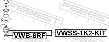 Febest VWB-6RF - Ritgultnis, Amortizatora statnes balsts www.autospares.lv