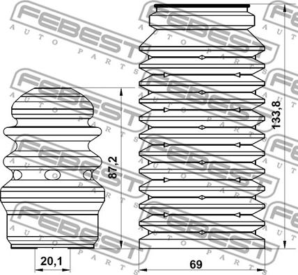 Febest VWSHB-B5F-KIT - Putekļu aizsargkomplekts, Amortizators www.autospares.lv