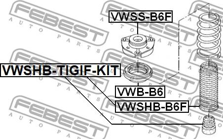 Febest VWSHB-TIGIF-KIT - Putekļu aizsargkomplekts, Amortizators www.autospares.lv