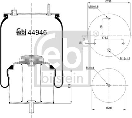 Febi Bilstein 44946 - Pneimoatsperes spilvens, Pneimopiekare www.autospares.lv