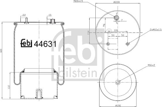 Febi Bilstein 44631 - Pneimoatsperes spilvens, Pneimopiekare www.autospares.lv