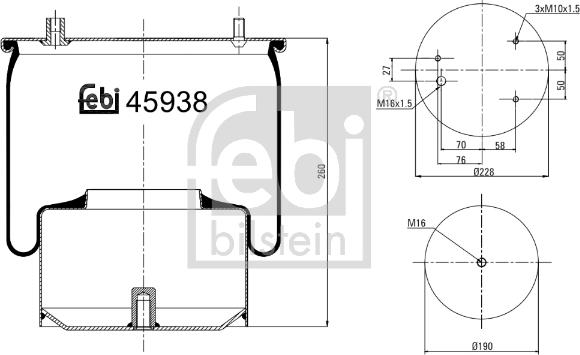 Febi Bilstein 45938 - Pneimoatsperes spilvens, Pneimopiekare www.autospares.lv