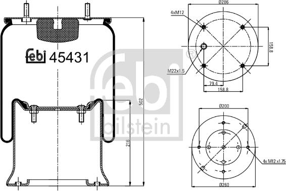 Febi Bilstein 45431 - Pneimoatsperes spilvens, Pneimopiekare www.autospares.lv