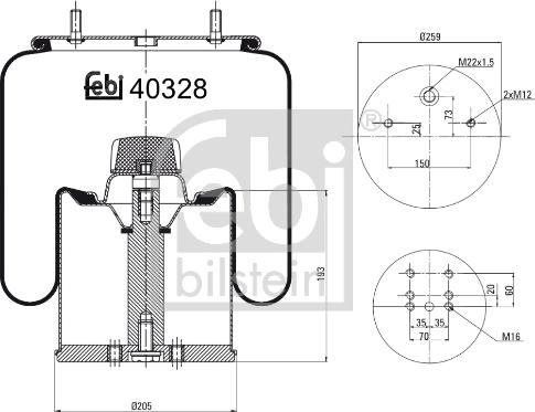 Febi Bilstein 40328 - Pneimoatsperes spilvens, Pneimopiekare www.autospares.lv