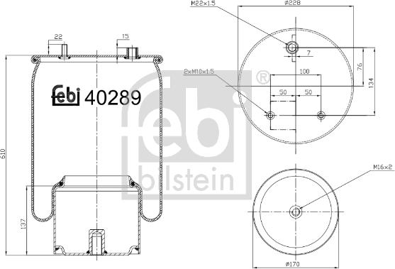 Febi Bilstein 40289 - Pneimoatsperes spilvens, Pneimopiekare www.autospares.lv