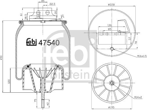 Febi Bilstein 47540 - Pneimoatsperes spilvens, Pneimopiekare www.autospares.lv