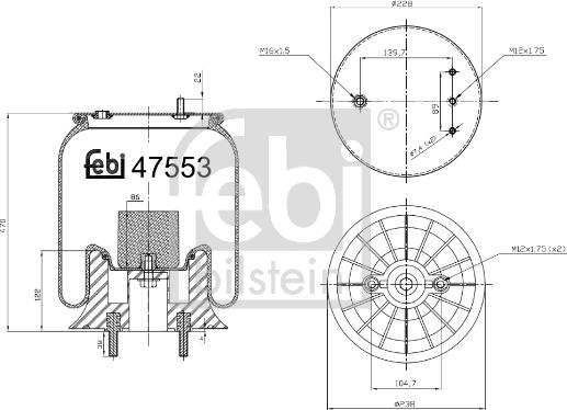 Febi Bilstein 47553 - Pneimoatsperes spilvens, Pneimopiekare www.autospares.lv