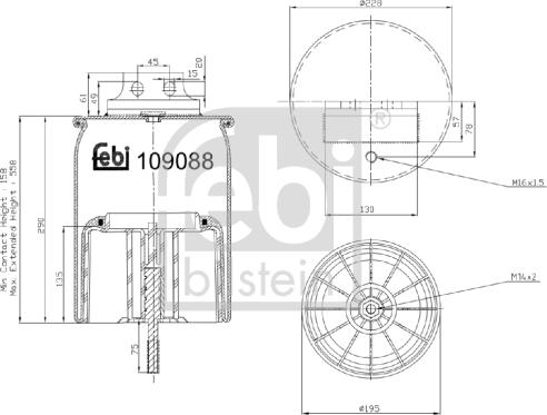 Febi Bilstein 109088 - Pneimoatsperes spilvens, Pneimopiekare www.autospares.lv