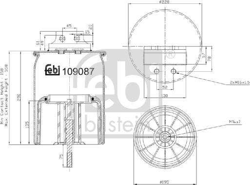 Febi Bilstein 109087 - Pneimoatsperes spilvens, Pneimopiekare www.autospares.lv