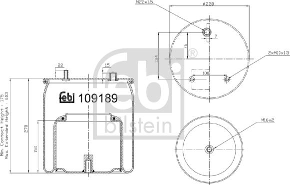 Febi Bilstein 109189 - Pneimoatsperes spilvens, Pneimopiekare www.autospares.lv