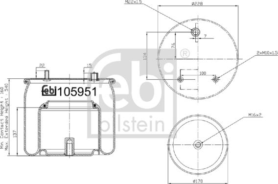 Febi Bilstein 105951 - Pneimoatsperes spilvens, Pneimopiekare www.autospares.lv