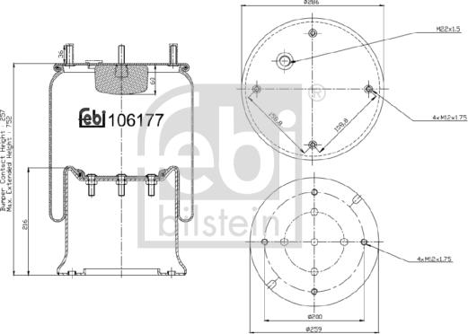 Febi Bilstein 106177 - Pneimoatsperes spilvens, Pneimopiekare www.autospares.lv