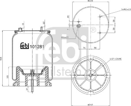 Febi Bilstein 101281 - Pneimoatsperes spilvens, Pneimopiekare www.autospares.lv