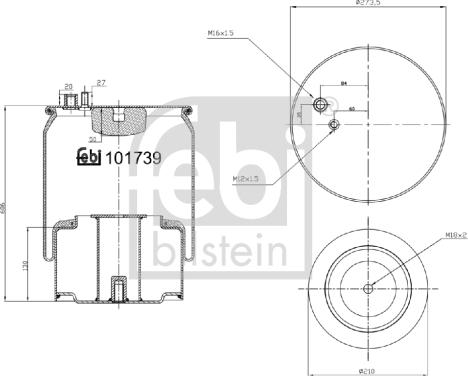 Febi Bilstein 101739 - Pneimoatsperes spilvens, Pneimopiekare www.autospares.lv