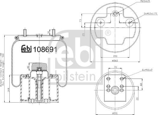 Febi Bilstein 108691 - Pneimoatsperes spilvens, Pneimopiekare www.autospares.lv