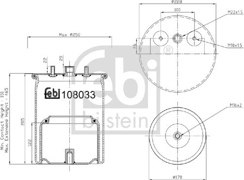 Febi Bilstein 108033 - Pneimoatsperes spilvens, Pneimopiekare www.autospares.lv