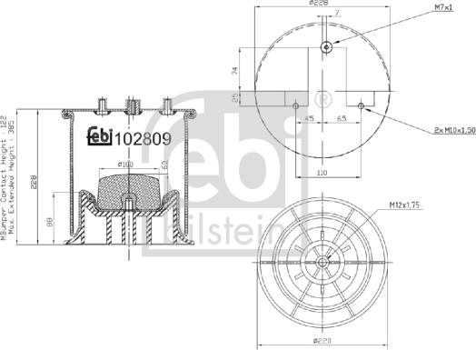 Febi Bilstein 102809 - Pneimoatsperes spilvens, Pneimopiekare www.autospares.lv