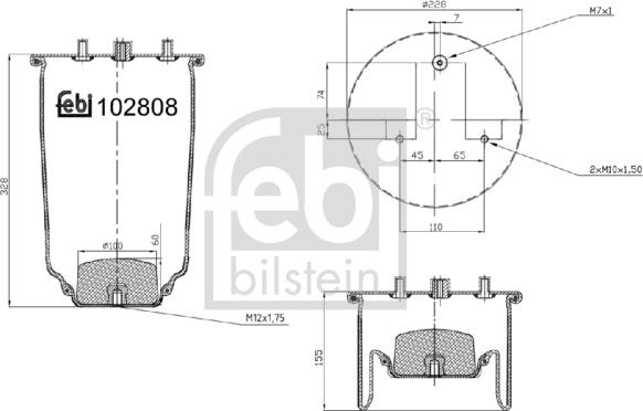 Febi Bilstein 102808 - Pneimoatsperes spilvens, Pneimopiekare www.autospares.lv