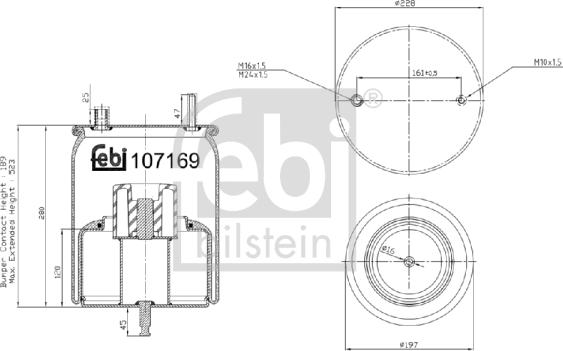 Febi Bilstein 107169 - Pneimoatsperes spilvens, Pneimopiekare www.autospares.lv