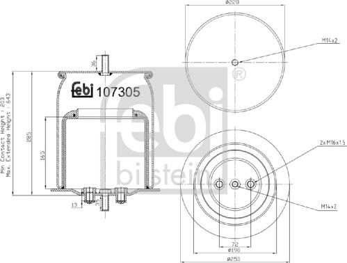 Febi Bilstein 107305 - Pneimoatsperes spilvens, Pneimopiekare www.autospares.lv