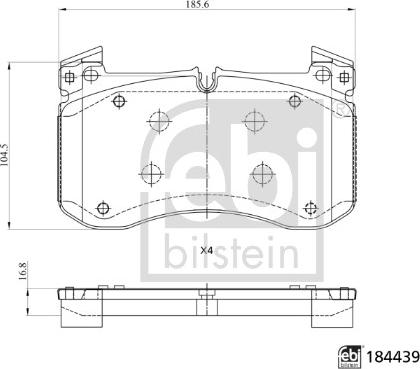 Febi Bilstein 184439 - Bremžu uzliku kompl., Disku bremzes www.autospares.lv