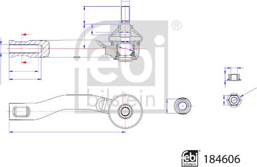 Febi Bilstein 184606 - Stūres šķērsstiepņa uzgalis autospares.lv