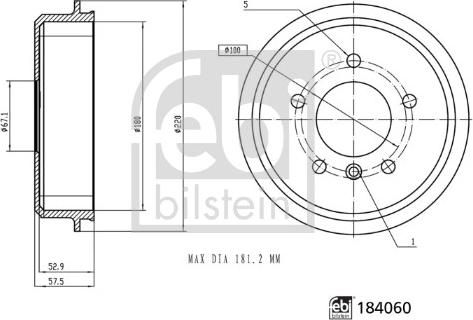 Febi Bilstein 184060 - Bremžu trumulis www.autospares.lv