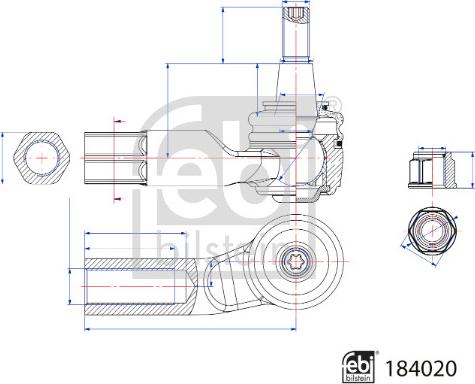 Febi Bilstein 184020 - Stūres šķērsstiepņa uzgalis www.autospares.lv