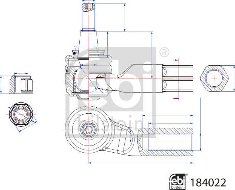 Febi Bilstein 184022 - Stūres šķērsstiepņa uzgalis www.autospares.lv