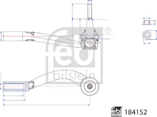 Febi Bilstein 184152 - Stūres šķērsstiepņa uzgalis www.autospares.lv