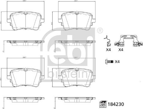 Febi Bilstein 184230 - Bremžu uzliku kompl., Disku bremzes www.autospares.lv