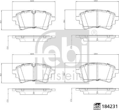 Febi Bilstein 184231 - Bremžu uzliku kompl., Disku bremzes autospares.lv