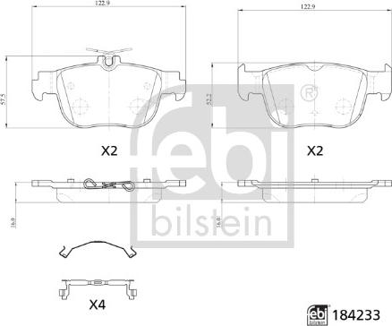 Febi Bilstein 184233 - Bremžu uzliku kompl., Disku bremzes www.autospares.lv