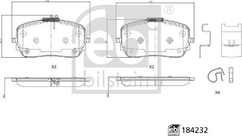 Febi Bilstein 184232 - Bremžu uzliku kompl., Disku bremzes www.autospares.lv