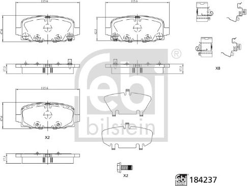 Febi Bilstein 184237 - Bremžu uzliku kompl., Disku bremzes www.autospares.lv