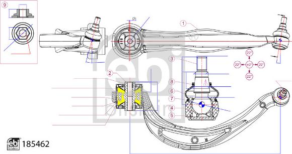 Febi Bilstein 185462 - Neatkarīgās balstiekārtas svira, Riteņa piekare autospares.lv