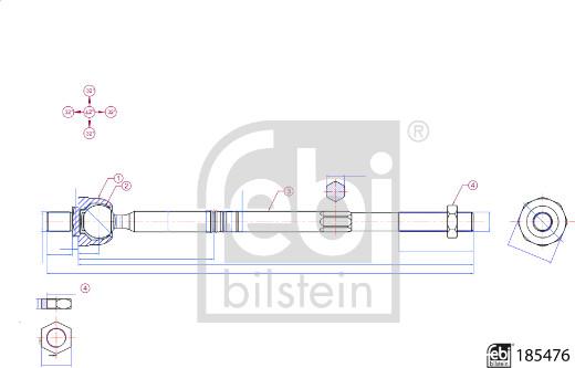 Febi Bilstein 185476 - Aksiālais šarnīrs, Stūres šķērsstiepnis www.autospares.lv