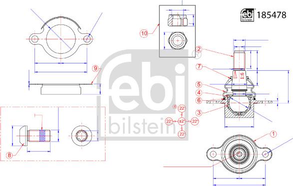 Febi Bilstein 185478 - Balst / Virzošais šarnīrs www.autospares.lv