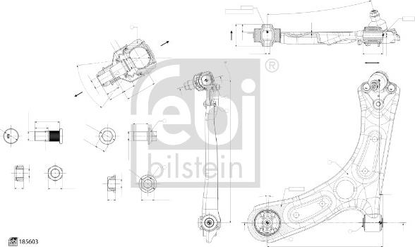 Febi Bilstein 185603 - Neatkarīgās balstiekārtas svira, Riteņa piekare autospares.lv