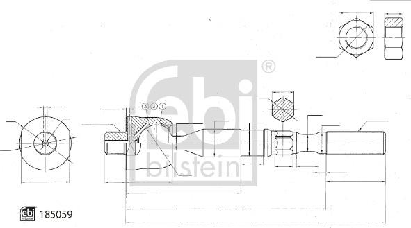 Febi Bilstein 185059 - Aksiālais šarnīrs, Stūres šķērsstiepnis www.autospares.lv