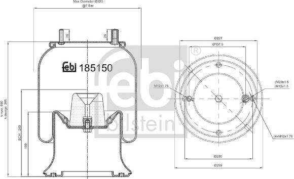 Febi Bilstein 185150 - Bellow, air suspension www.autospares.lv