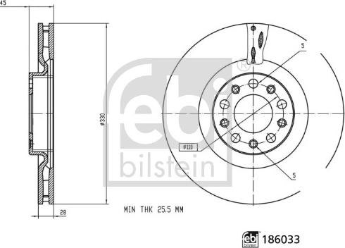 Febi Bilstein 186033 - Bremžu diski autospares.lv